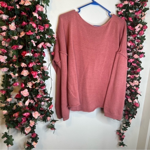 🌹Urban Outfitters Pink Sweater Tie Detail Blouse Womens Small Mauve - Picture 3 of 8